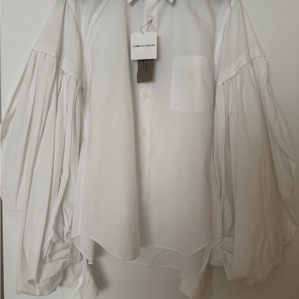 Comme des Garcons White Pleated Sleeve Button-Down Shirt - Men
